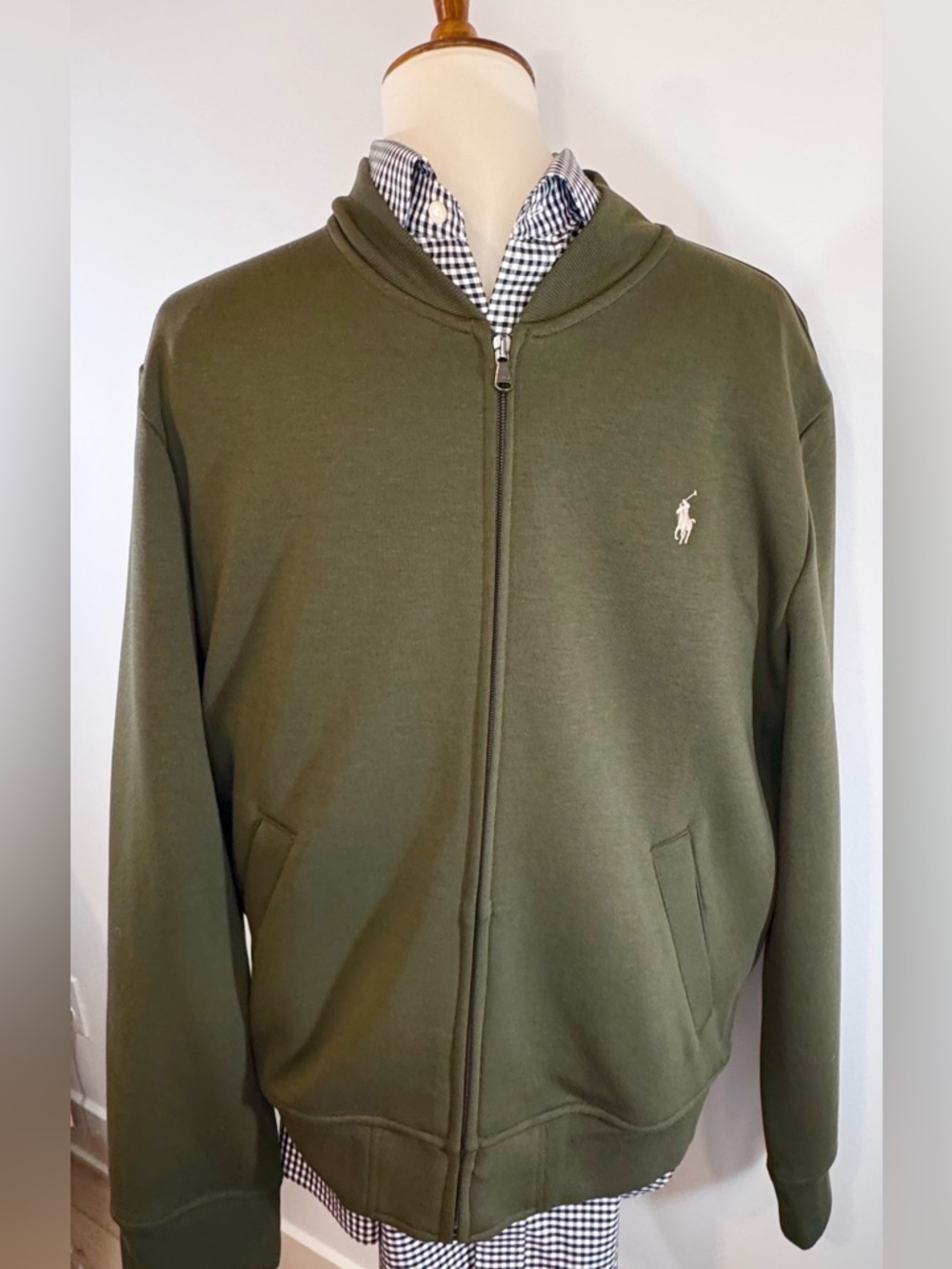 Polo Ralph Lauren Olive Green Zip-Up Bomber Sweater Men’s L NEW!
